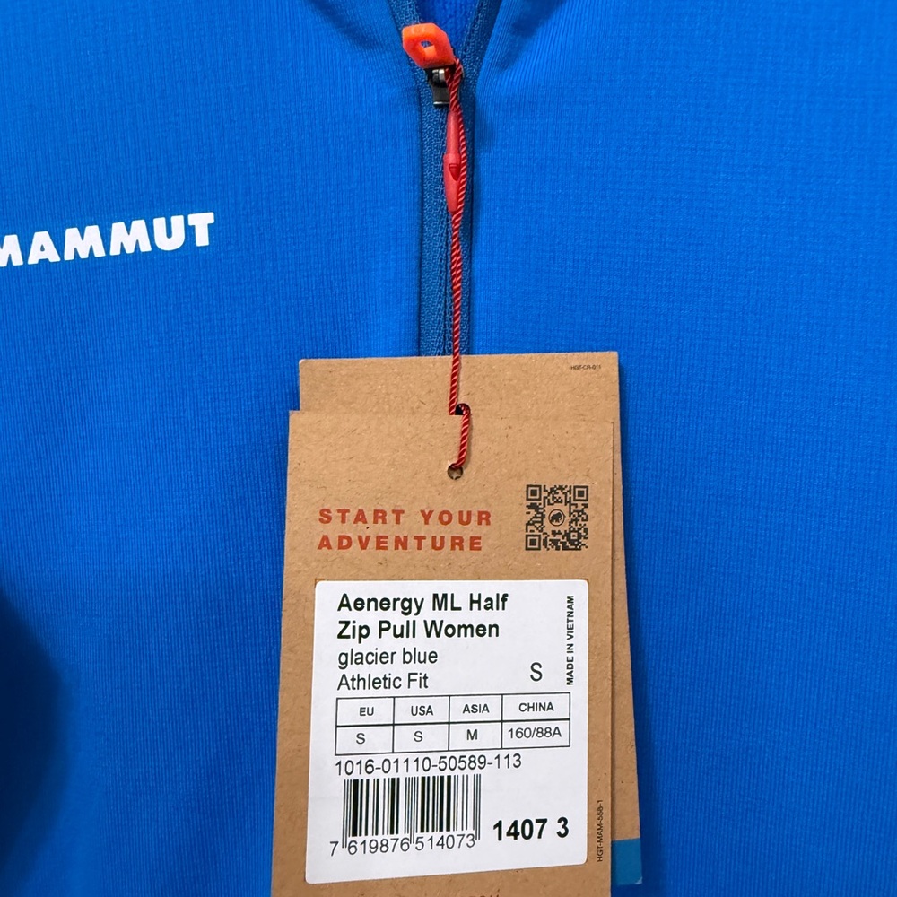 NWT Mammut Bright Blue Quarter-Zip Pullover Size S - Picture 3 of 4